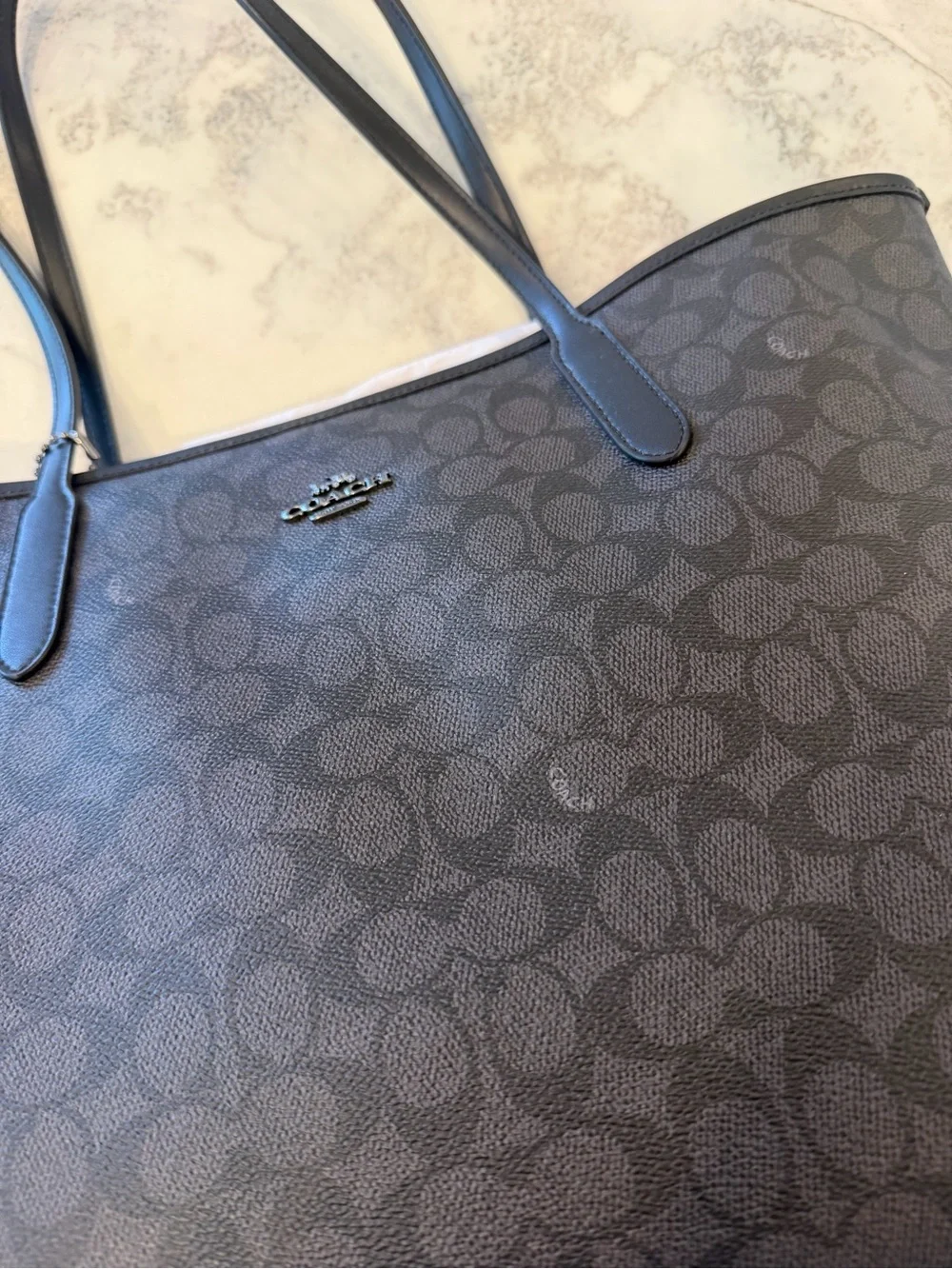 Coach Black Signature City Tote